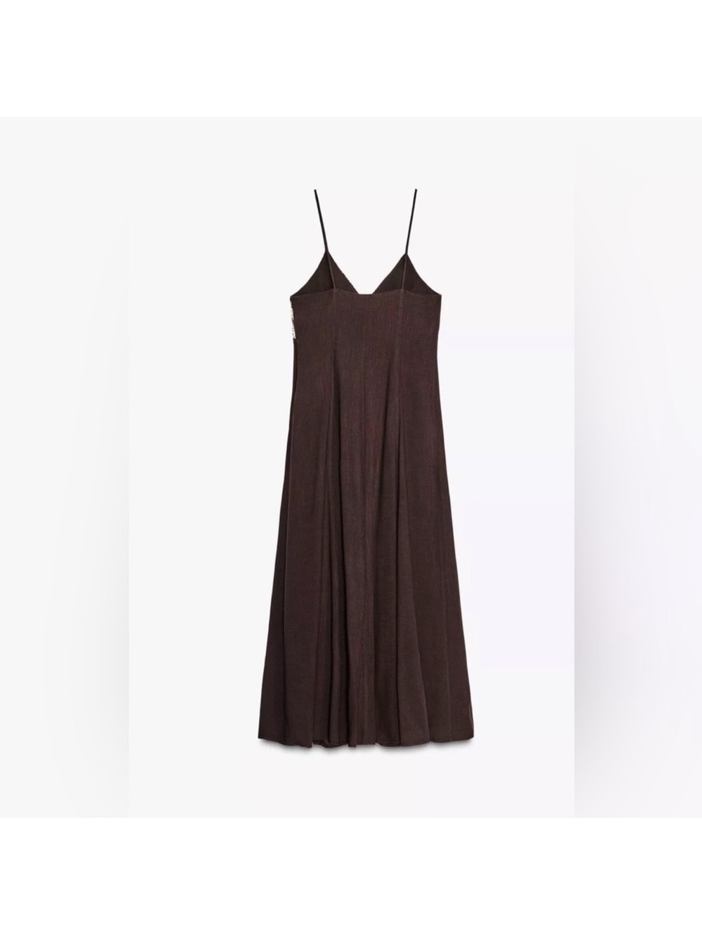 NWT Zara Chocolate Brown Maxi Slip Dress with White Crochet Bodice - Picture 3 of 4